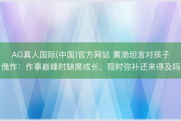AG真人国际(中国)官方网站 黄渤坦言对孩子傀怍：作事巅峰时缺席成长，现时弥补还来得及吗