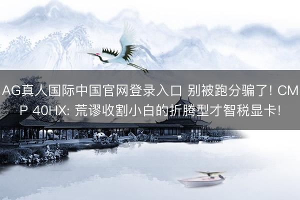 AG真人国际中国官网登录入口 别被跑分骗了! CMP 40HX: 荒谬收割小白的折腾型才智税显卡!