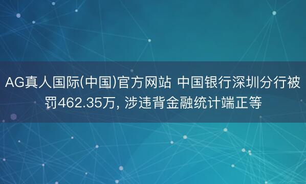 AG真人国际(中国)官方网站 中国银行深圳分行被罚462.35万， 涉违背金融统计端正等