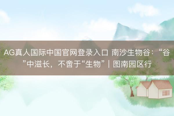 AG真人国际中国官网登录入口 南沙生物谷：“谷”中滋长，不啻于“生物”｜图南园区行