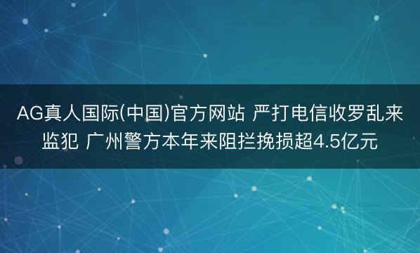 AG真人国际(中国)官方网站 严打电信收罗乱来监犯 广州警方本年来阻拦挽损超4.5亿元