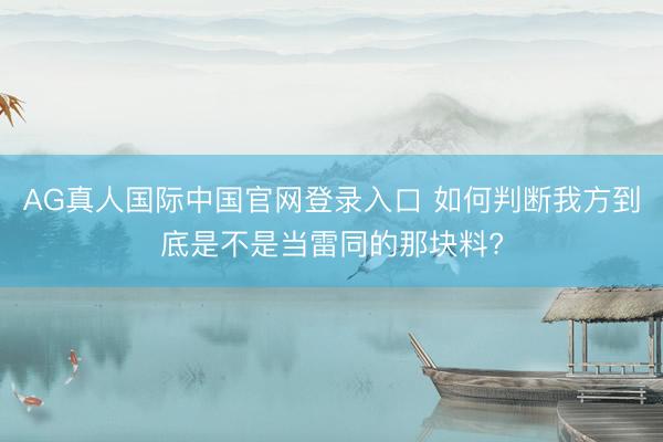 AG真人国际中国官网登录入口 如何判断我方到底是不是当雷同的那块料?
